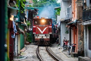 Calle del tren en Hanoi cerrada
